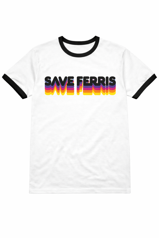 Save Ferris Rainbow Ringer T-Shirt